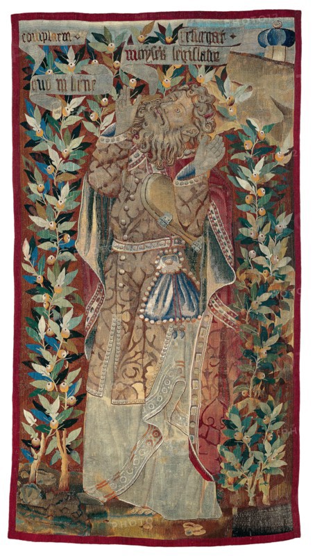 Moses (fragment) from The Transfiguration of Christ, 1460/70, Franco-Flemish, Flanders, Wool and silk, slit and single dovetailed tapestry weave, 126.2 × 229.5 cm (49 3/4 × 90 3/8 in.)
