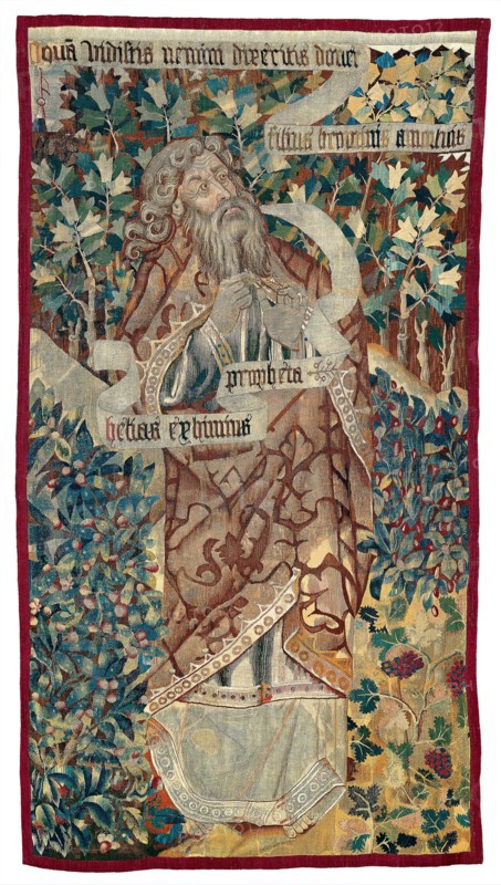Elias (fragment) from The Transfiguration of Christ, 1460/70, Franco-Flemish, Flanders, Wool and silk, slit, single and double dovetailed tapestry weave, 127.5 × 228.7 cm (50 3/16 × 90 1/16 in.)