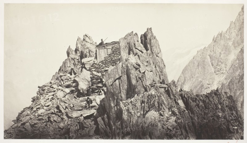 Savoie 49, Cabane des Grands-Mulets, c. 1861, Auguste-Rosalie Bisson, French, 1826–1900, France, Albumen print, 22.2 × 39.1 cm (image/paper), 53.6 × 69.8 cm (mount)