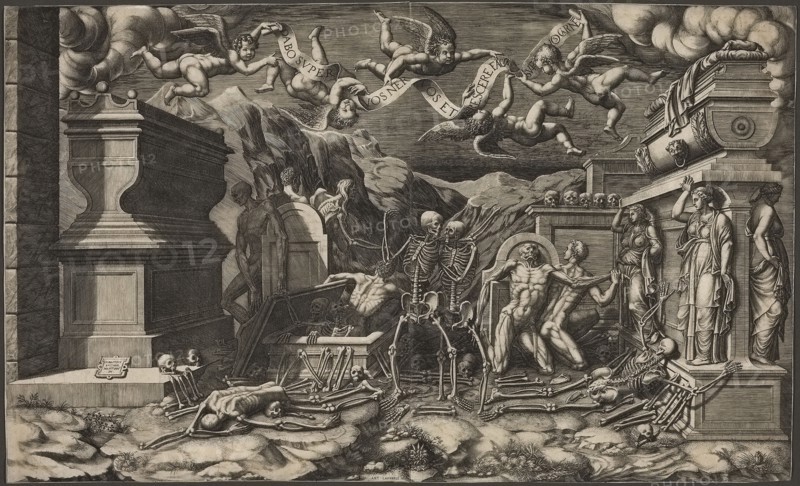 The Vision of Ezekiel, 1554, Giorgio Ghisi (Italian, 1520–1582), after Giovanni Battista Bertani (Italian, 1516 –1576), published by Antoine Lafréry (French, active Italy, 1512–1577), Italy, Engraving in black on ivory laid paper, 410 x 680 mm