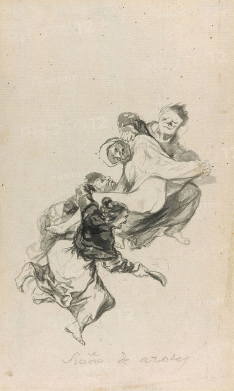 Dream of Flogging, 1801/03, Francisco José de Goya y Lucientes, Spanish, 1746-1828, Spain, Black watercolor on ivory, moderately textured laid paper with partial watermark., 233 x 143 mm
