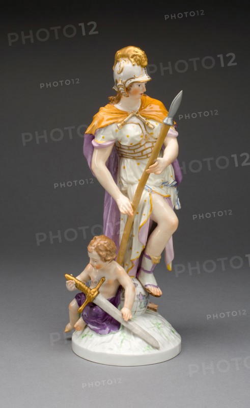 Figure of Bravery (Herzhaftigkeit), c. 1775/80, Berlin Porcelain Manufactory (Königliche Porzellan-Manufaktur im Berlin), Germany, 1763-1918, Berlin, Hard-paste porcelain with polychrome enamels and gilding, H. 26.4 cm (10 3/8 in.)
