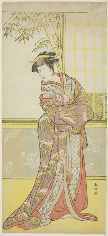 The Actor Sanogawa Ichimatsu III in a Female Role, Possibly Masago Gozen in the Play Keisei Azuma Kagami (A Courtesan’s Mirror of the East) (?), Performed at the Nakamura Theater in the Second Month, 1788, c. 1788, Katsukawa Shunko I, Japanese, 1743-1812, Japan, Color woodblock print, hosoban, right sheet of diptych or triptych, 32.9 x 14.9 cm (12 15/16 x 5 7/8 in.)
