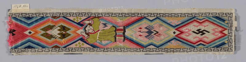 Trouser Band, Qing dynasty (1644–1911), 1875/1900, Han-Chinese, China, Each having one figure, also birds designs, black and white border, embroidered on gauze., 7.7 × 38.8 cm (3 × 15 1/4 in.)