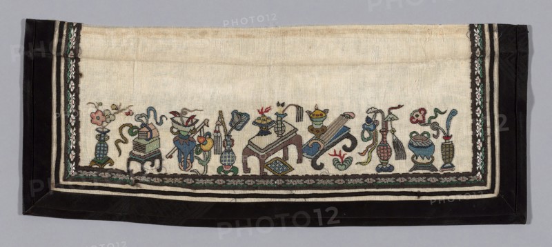 Trouser Band, Qing dynasty (1644–1911), 1875/1900, Han-Chinese, China, Forty-four pairs and eight odd pieces of embroidered sleeve, ankle bands, etc. on gauze., 15.9 × 39.8 cm (6 1/4 × 15 5/8 in.)
