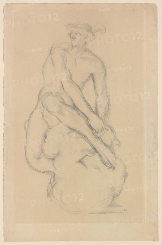 Mercury (after Pigalle), 1885/1895, Paul Cézanne, French, 1839-1906, France, Graphite on ivory wove paper (recto), graphite with touches of watercolor on ivory wove paper (verso), 485 × 314 mm (ma×.)