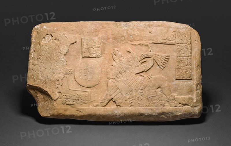 Ballplayer Panel, A.D. 700/800, Late Classic Maya, Usumacinta River area, Mexico or Guatemala, Usumacinta, Limestone, 43.2 × 25.1 cm (17 × 9.9 in.)