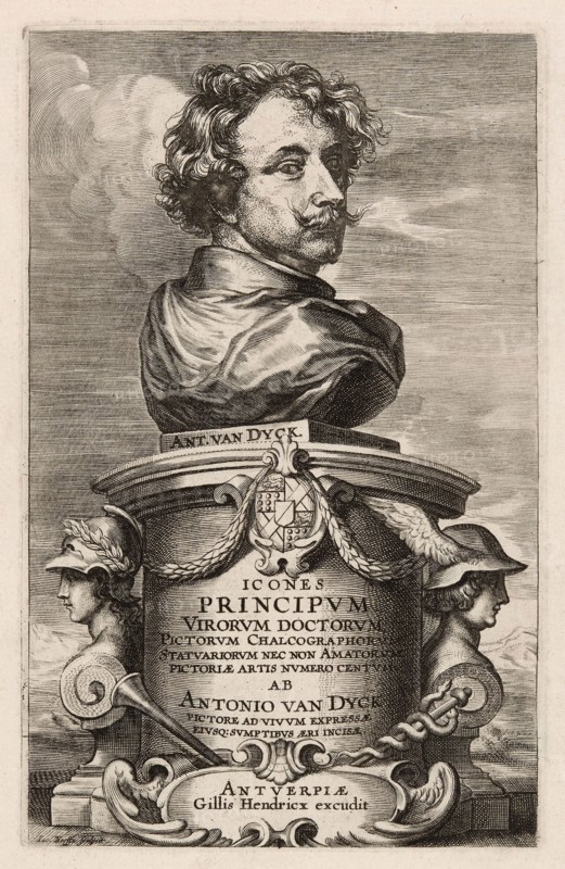 Title Page from the Iconography, 1645, Jacob Neeffs (Flemish, 1610-c. 1660), after Anthony van Dyck (Flemish, 1599-1641), Flanders, Etching and engraving in black on ivory laid paper, 242 × 151 mm (image), 245 × 157 mm (plate), 425 × 279 mm (sheet)