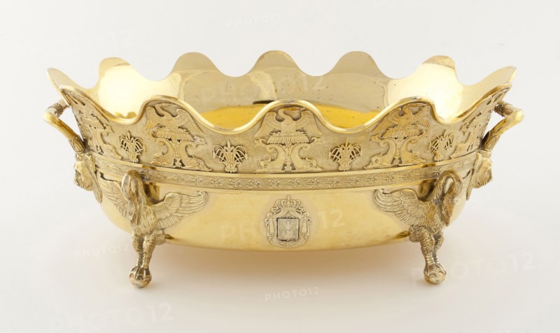 Glass Cooler, 1809/19, France, Paris, Martin-Guillaume Biennais (French, 1764–1843), Paris, Silver gilt, 12.7 × 22.4 × 33 cm (5 × 8 13/16 × 13 in.)