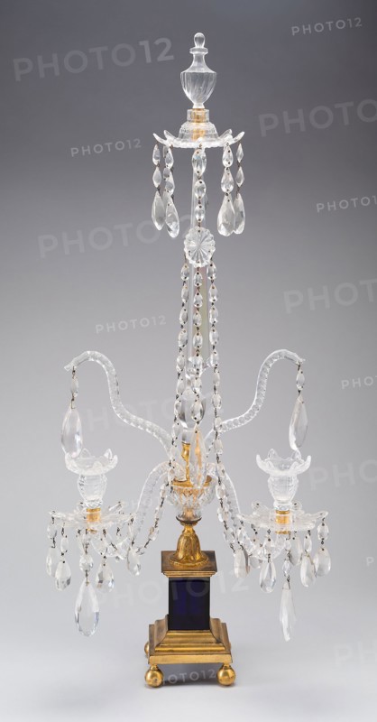 Candelabra, 1780/1800, England, Glass, colorless and dark blue, blown and cut, gilded bronze, H. 85.1 cm (33 1/2 in.)