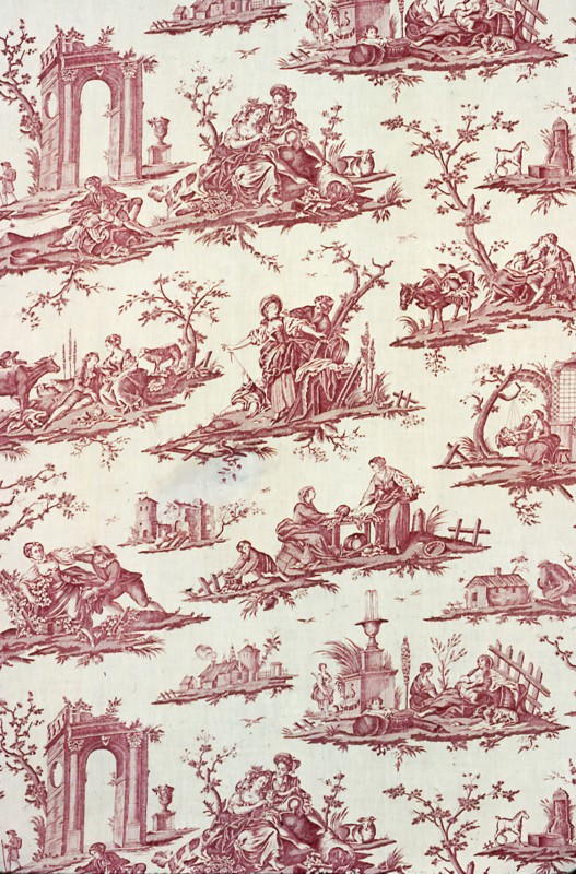 Le Mouton Chéri (Furnishing Fabric), c. 1785, Engraved by Louis marin Bonnet (French, 1736-1793) after Francois Boucher (French, 1703-1770) and other artists, Manufactured by Petitpierre Freres & Cie. (French, 1760-1791), France, Nantes, Nantes, Cotton, plain weave, copperplate printed, 180.3 x 154.9 cm (71 x 61 in.)