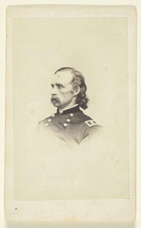 General George Armstrong Custer, 1860/76, Brady’s National Photographic Portrait Galleries, American, 20th century, United States, Albumen print (carte-de-visite), 8.5 x 5.4 cm (image), 10 x 6.1 cm (paper)