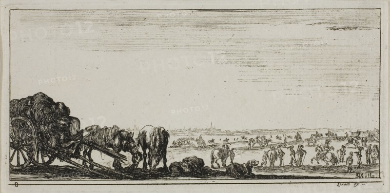 Plate Eight from Drawings of Several Movements by Soldiers, 1644, Stefano della Bella, Italian, 1610-1664, Italy, Etching on ivory laid paper, 57 x 123 mm (image), 62 x 126 mm (plate), 65 x 129 mm (sheet)