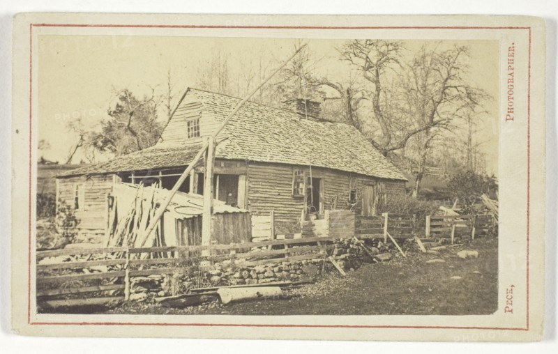 Untitled (Cabin with well), n.d., Henry S. Peck, American, active 1860s, United States, Albumen print, 5.4 x 9.1 cm (image), 6.4 x 10.5 cm (card