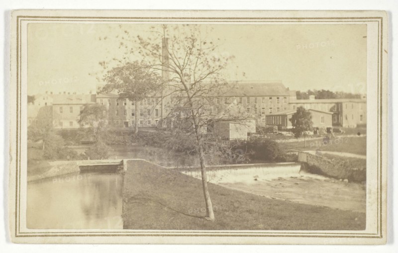 Untitled (river with falls and factory building), n.d., T. Holmes, American, 19th century, United States, Albumen print, 5.4 x 9 cm (image), 6.2 x 10 cm (card)