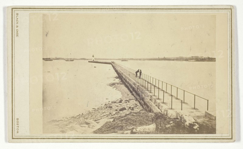 Goat Island, Lighthouse, 1864/67, Black & Case (active 1864–67), James Wallace Black (American, 1825–1896), United States, Albumen print, 5.4 x 7.7 cm (image), 6.1 x 10.1 cm (card)