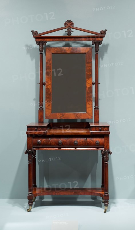 Dressing Table, c. 1835, American, 19th century, Philadelphia, Philadelphia, Mahogany, maple, and walnut, 213.4 × 90.1 × 50.8 cm (84 × 35 1/2 × 20 in.)
