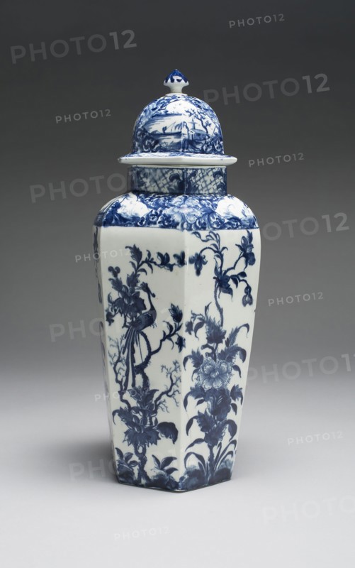 Vase with Cover (one of a pair), c. 1760, Worcester Porcelain Factory, Worcester, England, founded 1751, Worcester, Soft-paste porcelain with underglaze blue decoration, 38.1 × 17.5 cm (15 × 6 7/8 in.)
