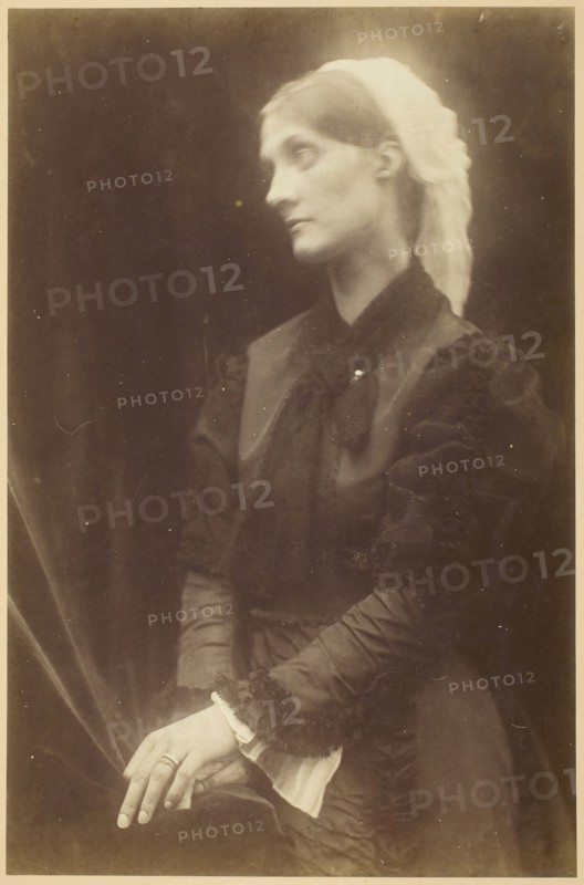 Julia Jackson, September 1874, Julia Margaret Cameron, English, 1815–1879, England, Albumen print, 35.2 × 23.2 cm (image/paper), 44.3 × 35.4 cm (mount)