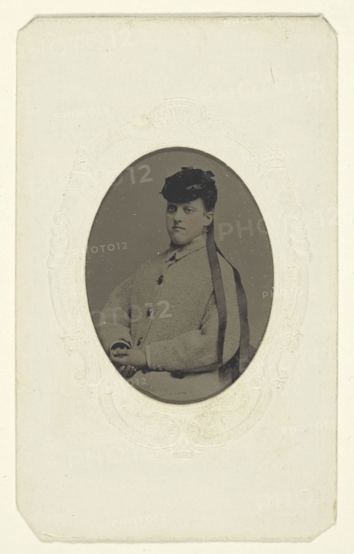 Untitled (Portrait of a Woman in a Hat), 1840–1900, American, active late 19th century, United States, Tintype, 4.9 x 3.5 cm (image, sight, oval), 9.9 x 6.1 cm (card)