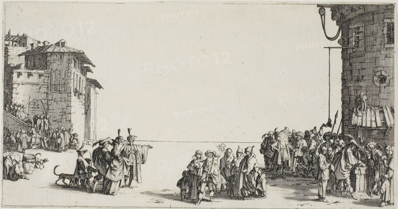 The Slave Market, n.d., Jacques Callot, French, 1592-1635, France, Etching on paper, 115 × 219 mm (image/sheet, cut within plate mark)