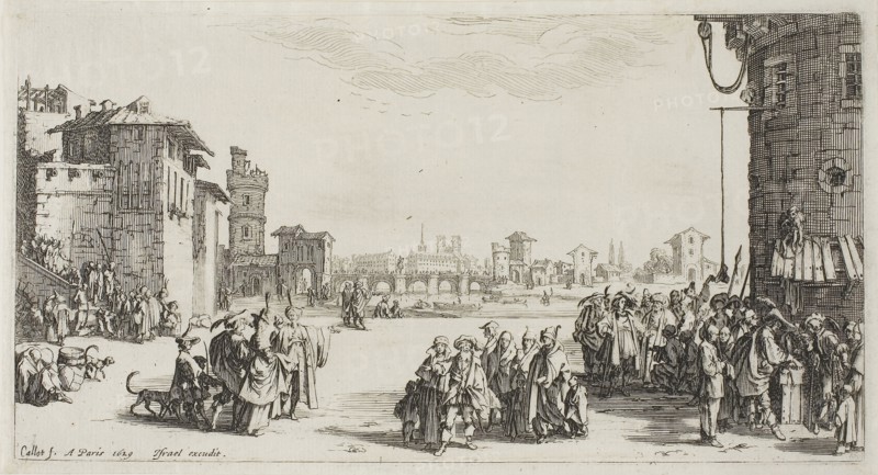 The Slave Market, 1629, Jacques Callot, French, 1592-1635, France, Etching on paper, 115 × 218 mm (image/plate), 122 × 224 mm (sheet)