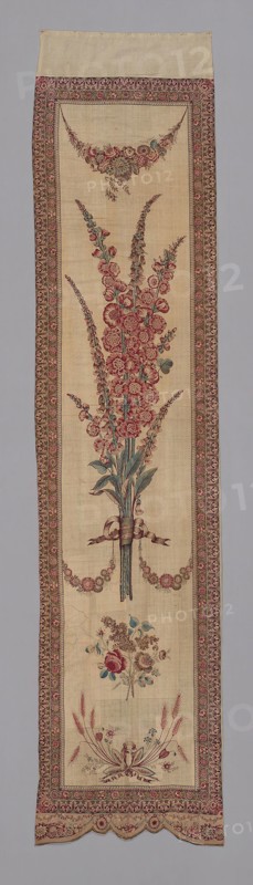 Curtain for Bed Set, 18th century, France, Nantes, France, Cotton, plain weave, block printed and painted, 279.5 × 65.5 cm (110 × 25 3/4 in.)