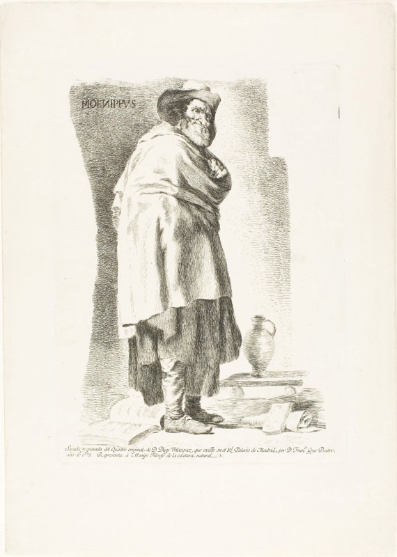 Menippus, 1778, Francisco José de Goya y Lucientes (Spanish, 1746-1828), after Diego Velázquez (Spanish, 1599-1660), Spain, Etching with engraved inscription on laid paper, 285 x 190 mm (image), 305 x 220 mm (plate), 425 x 302 mm (sheet)