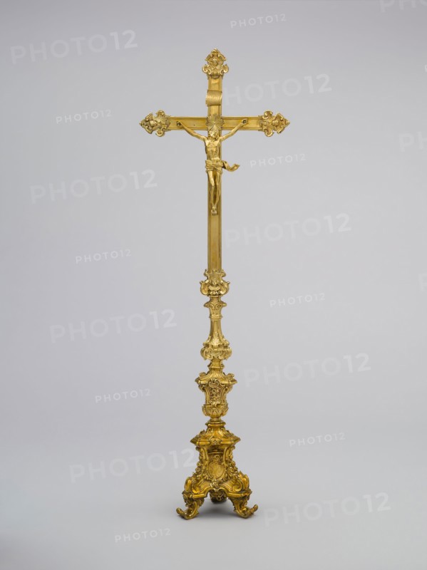 Cross with Corpus, 1765/66, Italy, Rome, Leandro Gagliardi (Italian, 1729-1798), Italy, Gilt bronze, 95.3 × 31.4 cm (37 1/2 × 12 3/8 in.)