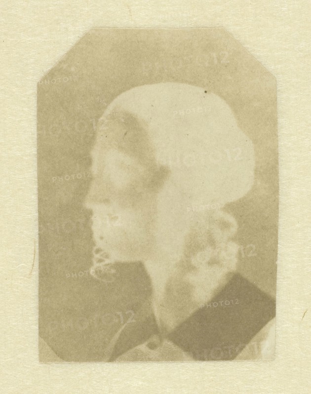 Portrait of Talbot’s Wife (Constance) or Half-Sister (Caroline or Horatia), c. 1842, William Henry Fox Talbot, English, 1800–1877, England, Calotype negative, 6.1 × 4.3 cm (image), 25.4 × 21 cm (paper)