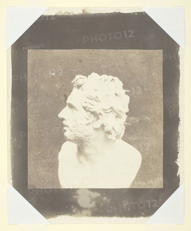 Bust of Patroclus, August 9, 1843, William Henry Fox Talbot, English, 1800–1877, England, Salted paper print, 14.9 × 14.5 cm (image), 23.2 × 18.9 cm (paper)