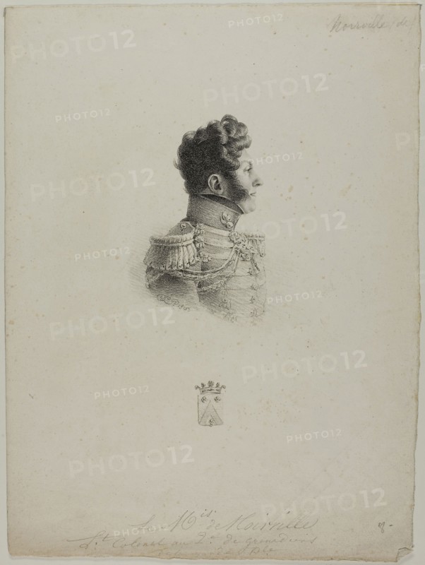 Portrait of the Marquis de Noirville, 1815, Charles Edward Crespi Le Prince (French, 1784-1855), printed by Comte de Charles Philibert Lasteyrie du Saillant (French, 1759-1849), France, Lithograph in black on ivory wove paper, 178 × 103 mm (image), 318 × 236 mm (sheet)