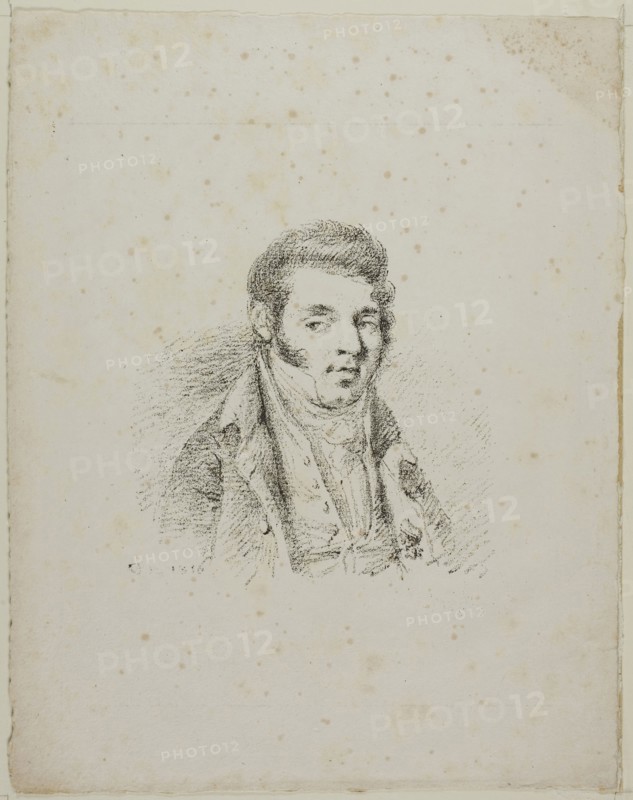 Portrait of Monsieur de Mortemart-Boisse, 1816, Dominique-Vivant Denon, French, 1747-1825, France, Lithograph in black on ivory wove paper, 113 × 112 mm (image), 241 × 189 mm (sheet)