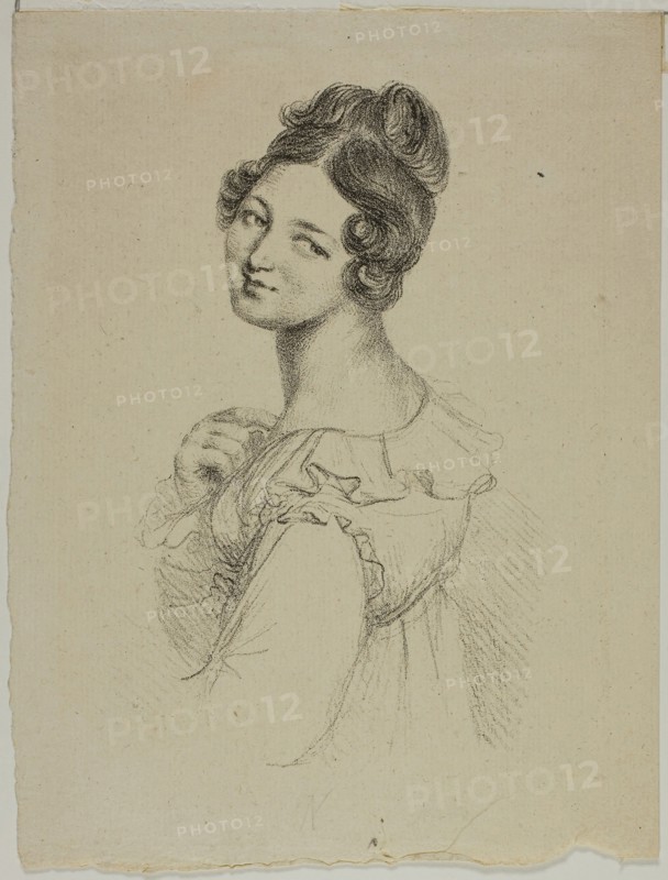 Portrait of Madame Giacomelli, 1817–20, Dominique-Vivant Denon, French, 1747-1825, France, Lithograph in black on buff laid paper, 179 × 110 mm (image), 226 × 171 mm (sheet)