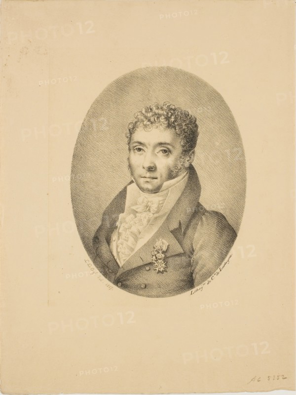 Portrait of a Man, 1817, probably Jacques Louis Constant Le Cerf (French, active 1814-1824), possibly Louis Le Cerf (French, born 1787), printed by Comte de Charles Philibert Lasteyrie du Saillant (French, 1759-1849), France, Lithograph in black on bistre paper, 174 × 132 mm (image), 298 × 223 mm (sheet)