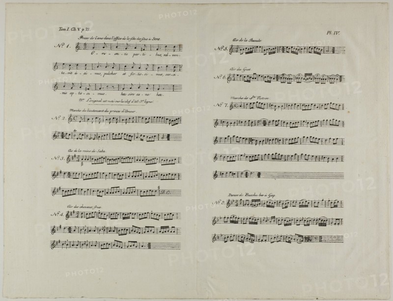 Music for the Donkey in the Office of the Feast of Fools, 1807–08, Aubin-Louis Millin (French, 19th Century), printed by André Frédérick (French, 18th-19th Century), France, Lithograph in black on two pieces of cream laid paper attached to each other along one side, 224 × 294 mm (image), 297 × 385 mm (sheet)