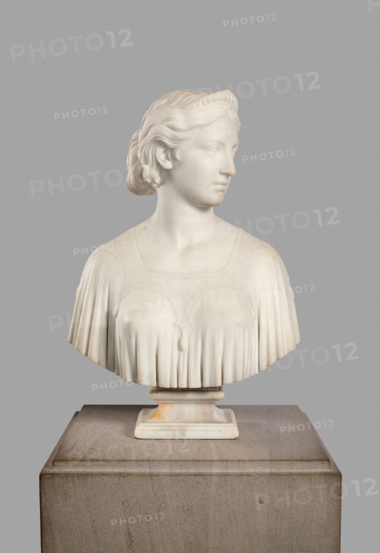 Ginevra, 1865/68, Hiram Powers, American, 1805–1873, Florence, Marble, 68.9 × 47 × 26.7 cm (27 1/8 × 18 1/2 × 10 1/2 in.)