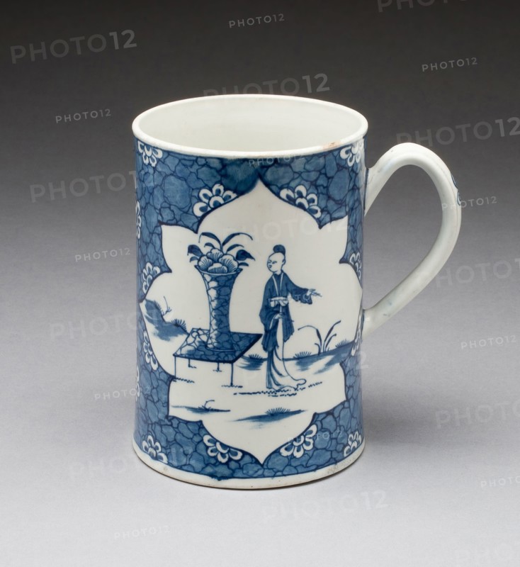 Mug, 1765/75, Worcester Porcelain Factory, Worcester, England, founded 1751, Worcester, Soft-paste porcelain, underglaze blue decoration, 15.2 x 10.1 cm (6 x 4 in.)