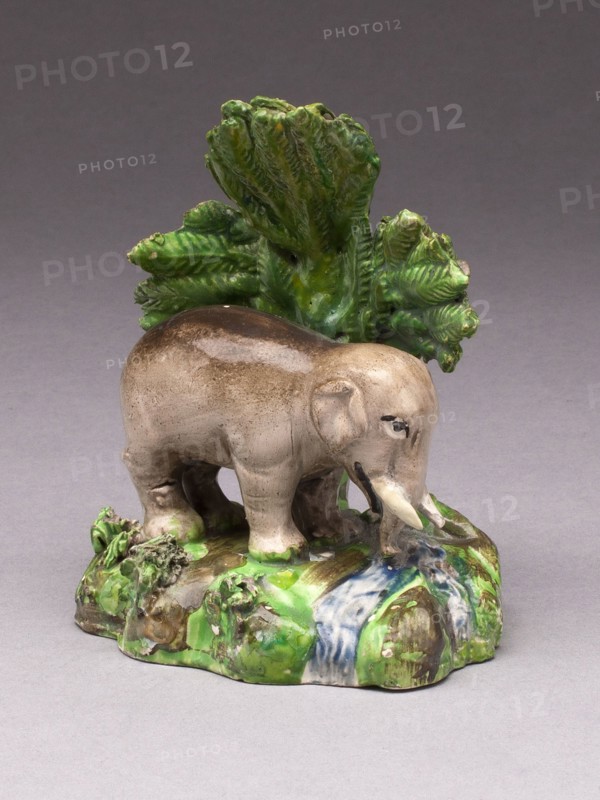 Elephant, c. 1820/30, England, Staffordshire, Staffordshire, Lead-glazed earthenware, polychrome enamels, 10.2 x 7.9 cm (4 x 3 1/8 in.)