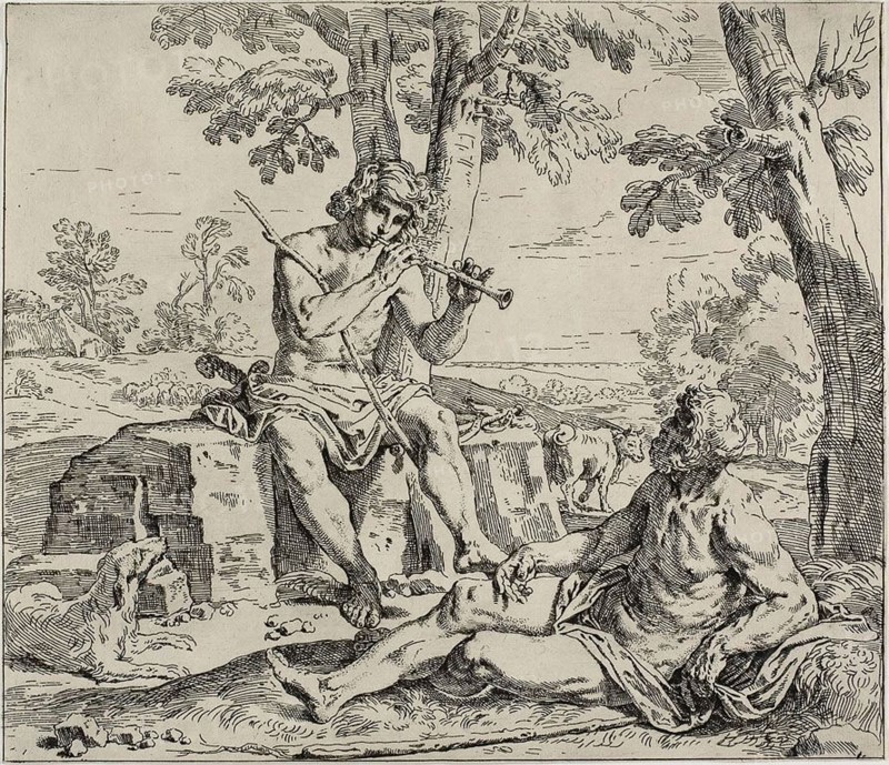 Mercury and Argus, 1642/48, Simone Cantarini, Italian, 1612-1648, Italy, Etching on cream laid paper, 257 x 299 mm