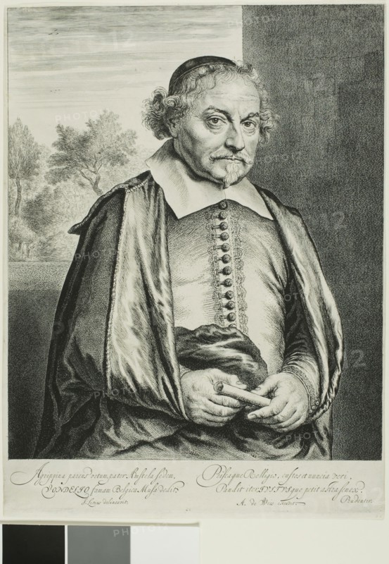 Joost van den Vondel, 1644/50, Jan Lievens, Dutch, 1607-1674, Holland, Etching and engraving in black on ivory laid paper, 323 x 233 mm (image/plate), 328 x 243 mm (sheet)
