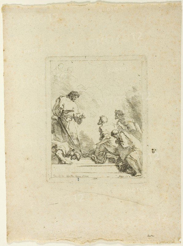 Institution of the Eucharist, 1764, Jean Honoré Fragonard (French, 1732-1806), after Sebastiano Ricci (Italian, 1659–1734), France, Etching on ivory laid paper, 107 × 88 mm (image), 120 × 96 mm (plate), 226 × 165 mm (sheet)
