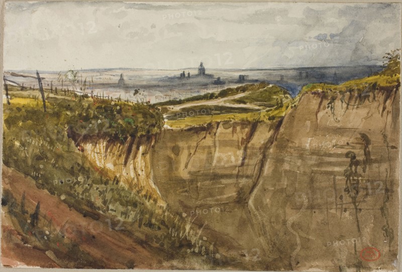 View of Paris, from Meuden, n.d., Paul Huet, French, 1803-1869, France, Watercolor, with traces of gouache, over graphite, on ivory wove paper, 179 × 265 mm