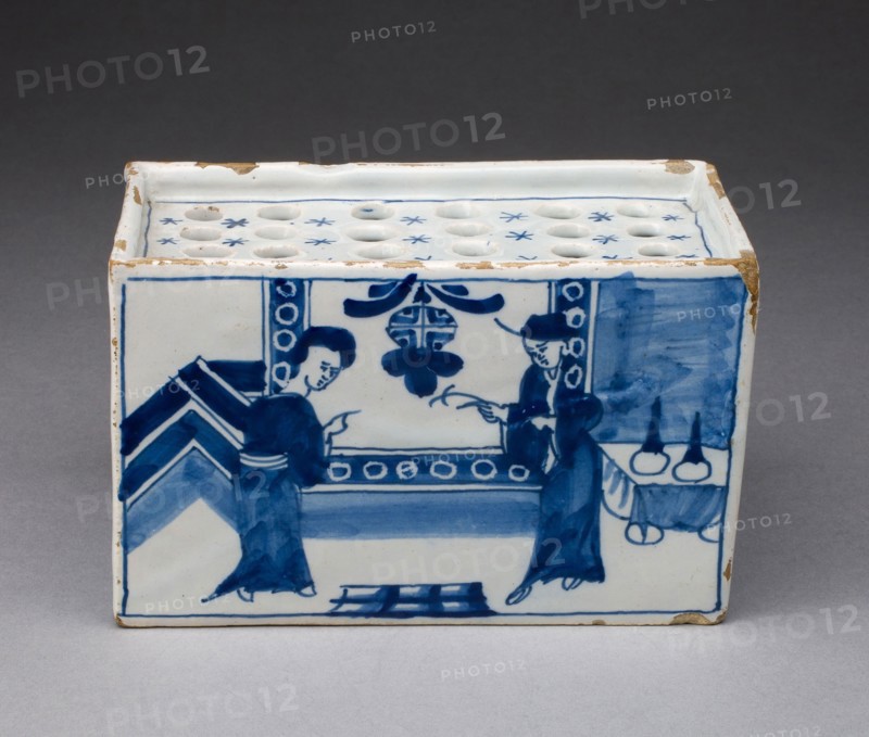 Flower Brick, c. 1750, England, London, London, Tin-glazed earthenware, 14.6 x 9.2 x 7.3 cm (5 3/4 x 3 5/8 x 2 7/8 in.)