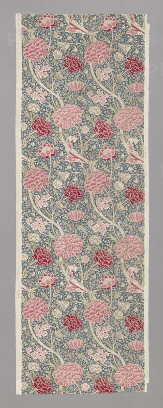 Cray (Furnishing Fabric), 1884, Designed by William Morris (English, 1834–1896), Produced by Morris & Company, 1875–1940, Woven and printed at Merton Abbey Works, 1881–1940, England, Surrey, Wimbledon, England, Cotton, plain weave, block printed, 279.7 × 97.8 cm (110 1/8 × 38 1/2 in.)