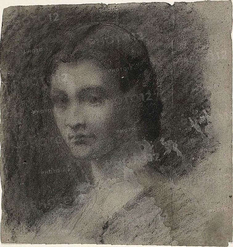 Bust of a Young Woman (recto), Seated Female Figure (verso), 1847/75, Jean Baptiste Carpeaux, French, 1827-1875, France, Black chalk, with stumping (recto), and black chalk (verso), on gray-brown wove paper, 254 × 240 mm
