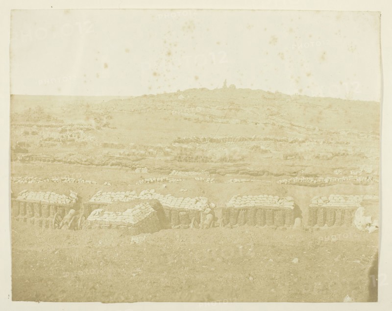 French Batteries and Works, 1855, James Robertson, Scottish, c. 1813–d. after 1881, Scotland, Albumen print, 22.9 x 28.9 cm (image/paper), 31.7 x 40.5 cm (mount/page)