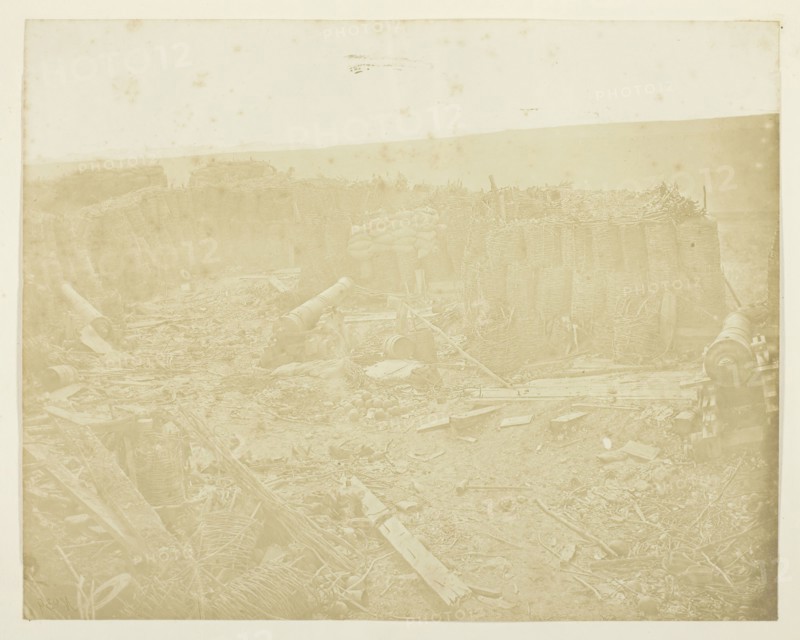 Battery in the Malakoff, 1855, James Robertson, Scottish, c. 1813–d. after 1881, Scotland, Albumen print, 24 x 30.2 cm (image/paper), 32 x 40.5 cm (mount/page)