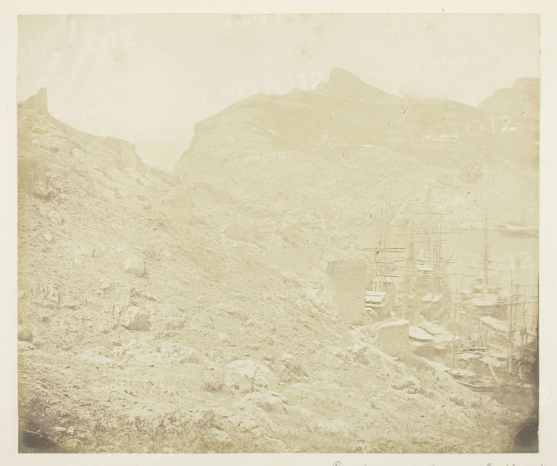 Remains of Old Genoese Castle above the Harbour of Balaklava, 1855, James Robertson, Scottish, c. 1813–d. after 1881, Scotland, Albumen print, 24.2 x 28.8 cm (image/paper), 32 x 40.5 cm (mount/page)