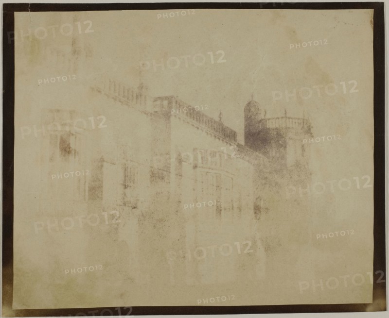 Lacock Abbey, South Front Towards Sharington’s Tower, March 17, 1840, William Henry Fox Talbot, English, 1800–1877, England, Calotype print, 17.5 × 21.2 cm (image), 18.5 × 22.6 cm (paper)